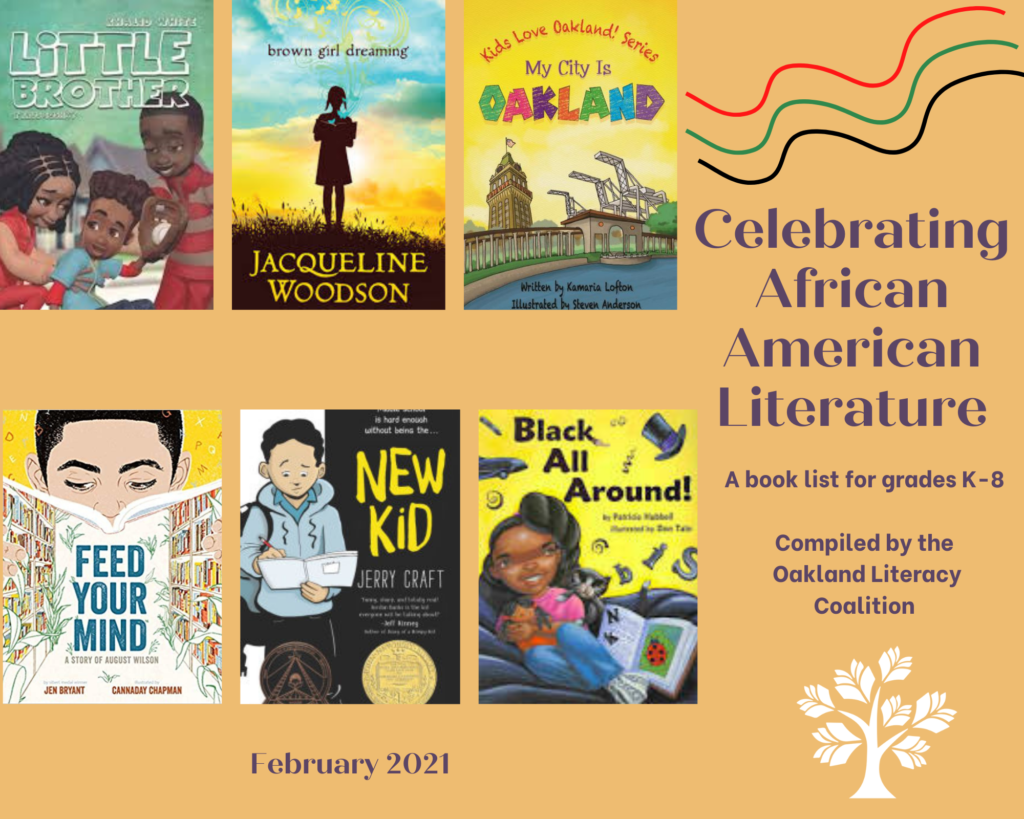 Cover page of the book list with pictures of six children's books and the heading: Celebrating African American Literature, A book list of grades K-8